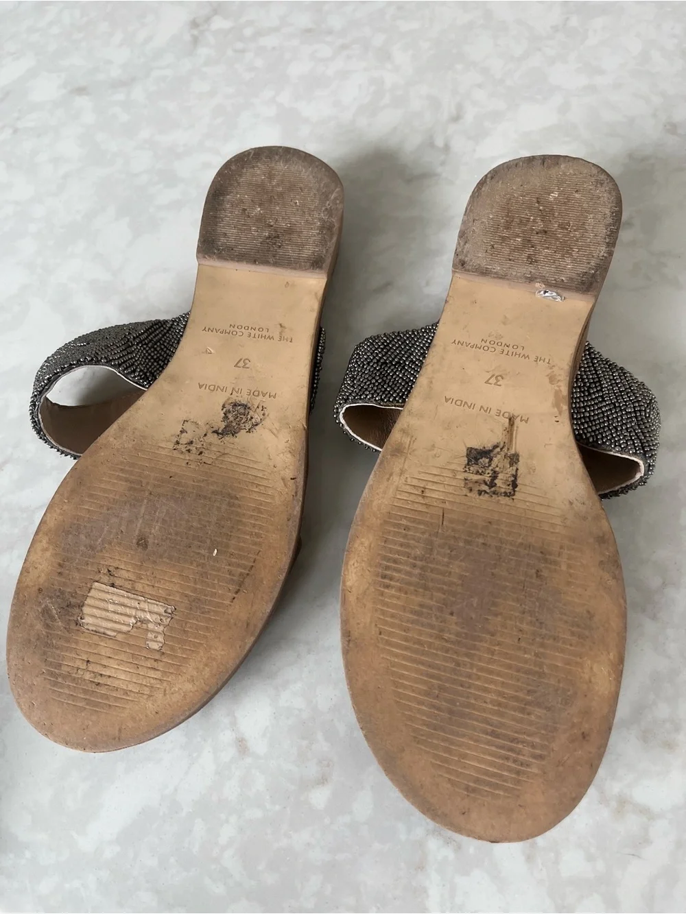 The white company London beaded suede sandals - size 37